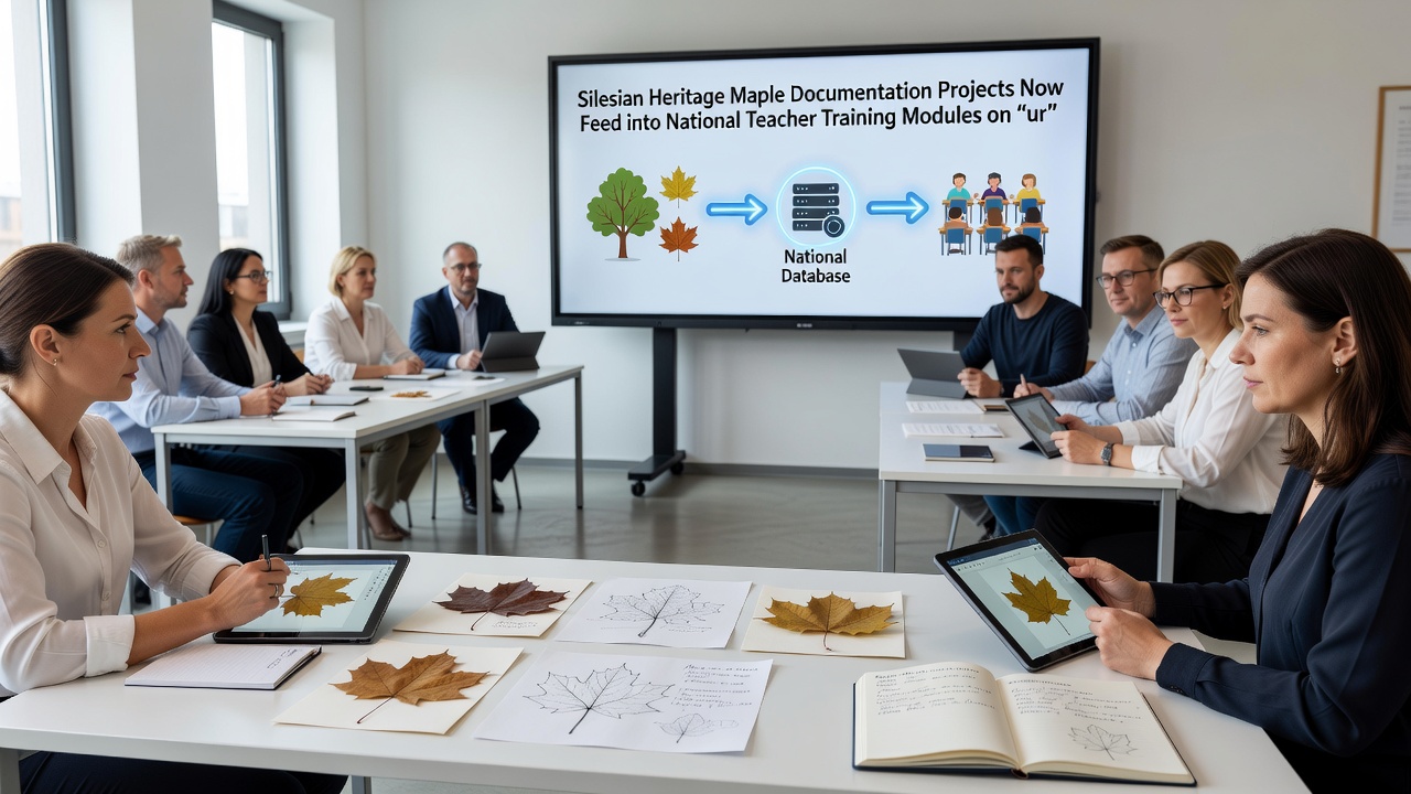 Teacher training workshop participants analyzing maple resilience data from Silesian sites